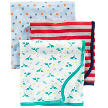 Babys' 3-Pack 100% Cotton Swaddle Blanket/Baby Bath Towel with Large Size 90*90cm,White/Red/Navy,ideal for swaddling or burping